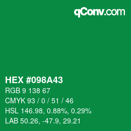 Color code: HEX #098A43 | qconv.com