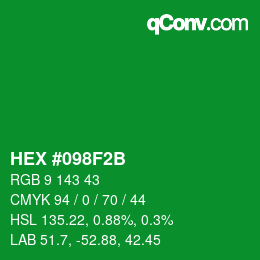 Color code: HEX #098F2B | qconv.com