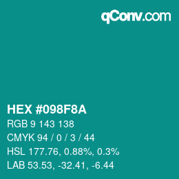 Color code: HEX #098F8A | qconv.com