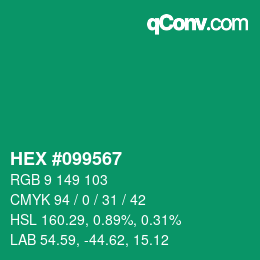 颜色代码: HEX #099567 | qconv.com