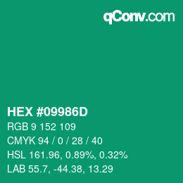 Color code: HEX #09986D | qconv.com