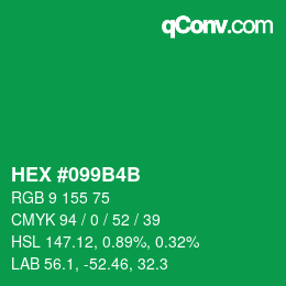 Farbcode: HEX #099B4B | qconv.com