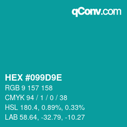 Color code: HEX #099D9E | qconv.com