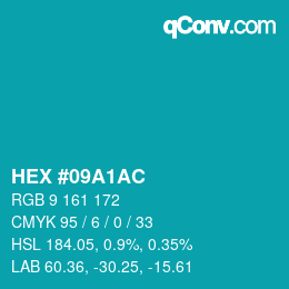カラーコード: HEX #09A1AC | qconv.com