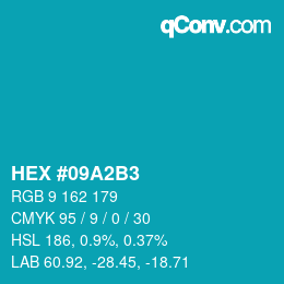 Farbcode: HEX #09A2B3 | qconv.com