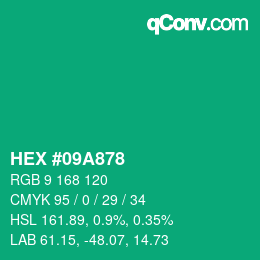 Color code: HEX #09A878 | qconv.com