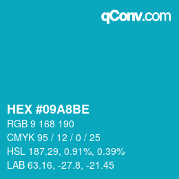 颜色代码: HEX #09A8BE | qconv.com