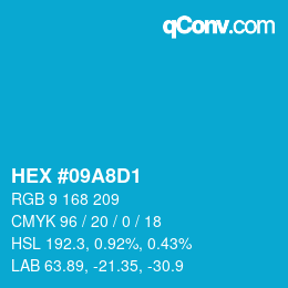 カラーコード: HEX #09A8D1 | qconv.com