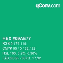 Color code: HEX #09AE77 | qconv.com