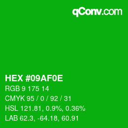 Color code: HEX #09AF0E | qconv.com