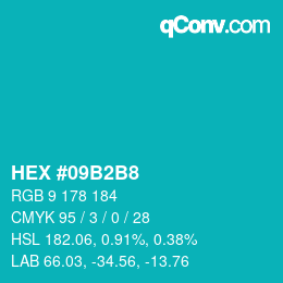 カラーコード: HEX #09B2B8 | qconv.com