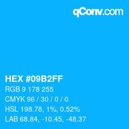 Color code: HEX #09B2FF | qconv.com