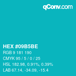 颜色代码: HEX #09B5BE | qconv.com