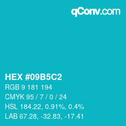 颜色代码: HEX #09B5C2 | qconv.com