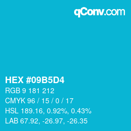 颜色代码: HEX #09B5D4 | qconv.com