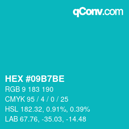 Color code: HEX #09B7BE | qconv.com