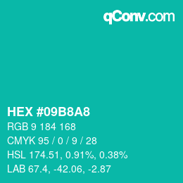 Color code: HEX #09B8A8 | qconv.com