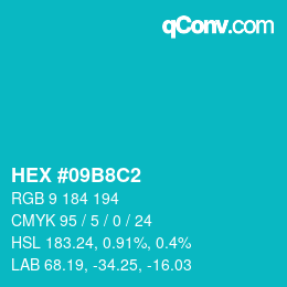 Color code: HEX #09B8C2 | qconv.com