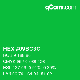 Color code: HEX #09BC3C | qconv.com