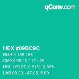 Código de color: HEX #09BC9C | qconv.com