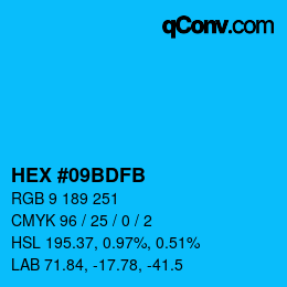 Color code: HEX #09BDFB | qconv.com