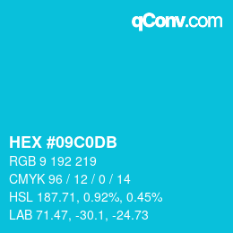 カラーコード: HEX #09C0DB | qconv.com