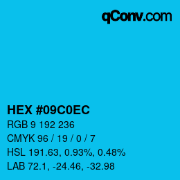 Color code: HEX #09C0EC | qconv.com