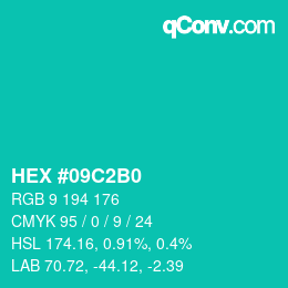 Color code: HEX #09C2B0 | qconv.com