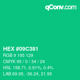 Color code: HEX #09C381 | qconv.com
