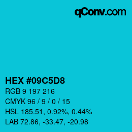 Código de color: HEX #09C5D8 | qconv.com