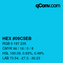 Color code: HEX #09C5EB | qconv.com