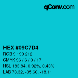 Color code: HEX #09C7D4 | qconv.com