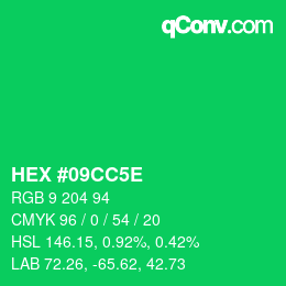 Código de color: HEX #09CC5E | qconv.com