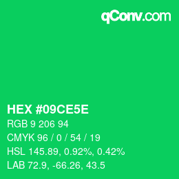 Código de color: HEX #09CE5E | qconv.com