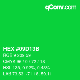 Color code: HEX #09D13B | qconv.com