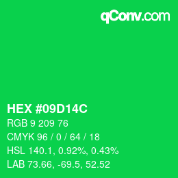 Color code: HEX #09D14C | qconv.com