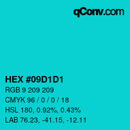Color code: HEX #09D1D1 | qconv.com