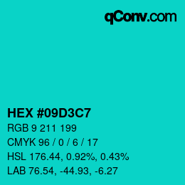 Color code: HEX #09D3C7 | qconv.com