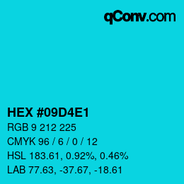 颜色代码: HEX #09D4E1 | qconv.com
