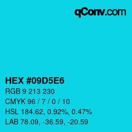 カラーコード: HEX #09D5E6 | qconv.com