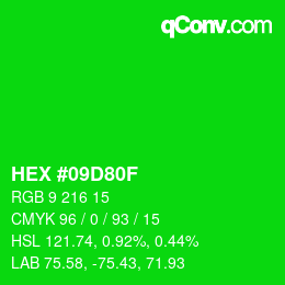 Color code: HEX #09D80F | qconv.com