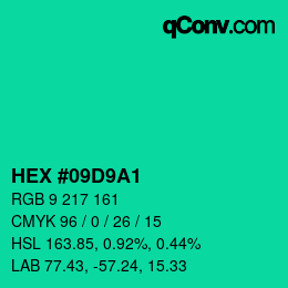 Color code: HEX #09D9A1 | qconv.com