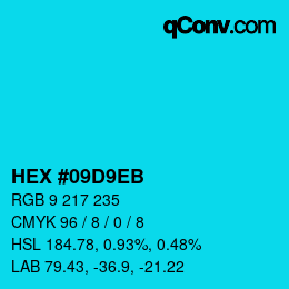 Color code: HEX #09D9EB | qconv.com