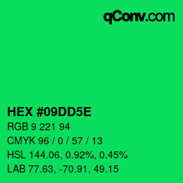 Farbcode: HEX #09DD5E | qconv.com