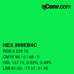 Color code: HEX #09EB4C | qconv.com