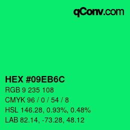 Color code: HEX #09EB6C | qconv.com
