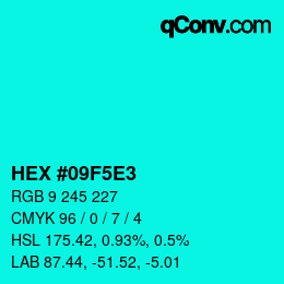 カラーコード: HEX #09F5E3 | qconv.com