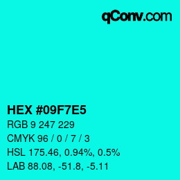 Color code: HEX #09F7E5 | qconv.com