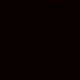 Código de color: HEX #0A000000 | qconv.com