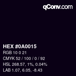 Color code: HEX #0A0015 | qconv.com